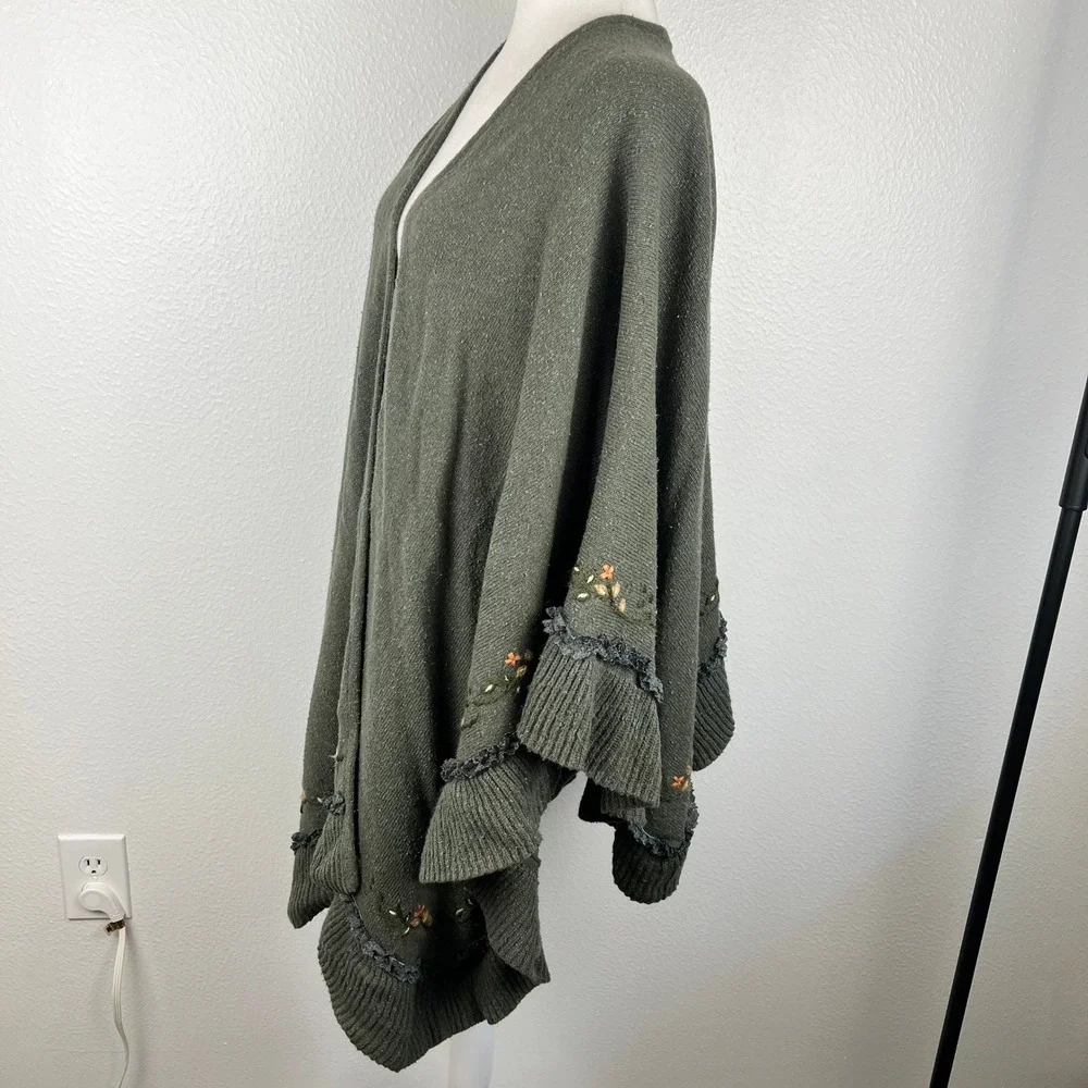Soft Surroundings Embroidered Cardigan Nature Silk Fairy Autumn Ruffle Vintage